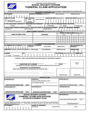 Sss Death Claim Application Form 20122022 Fill Out and Sign