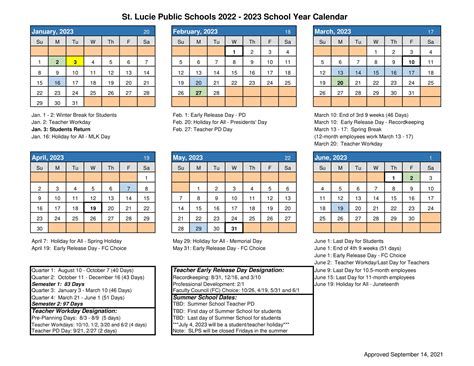 St Lucie Calendar
