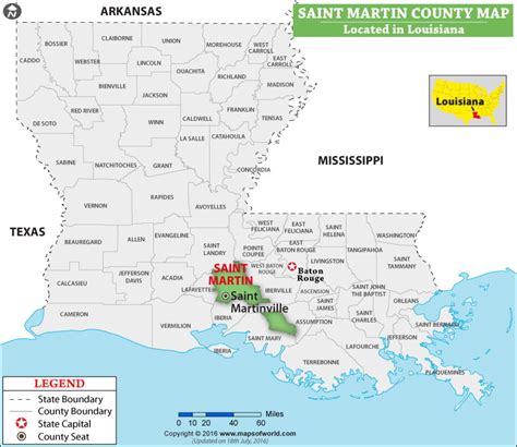 St Martin Parish Map, Louisiana