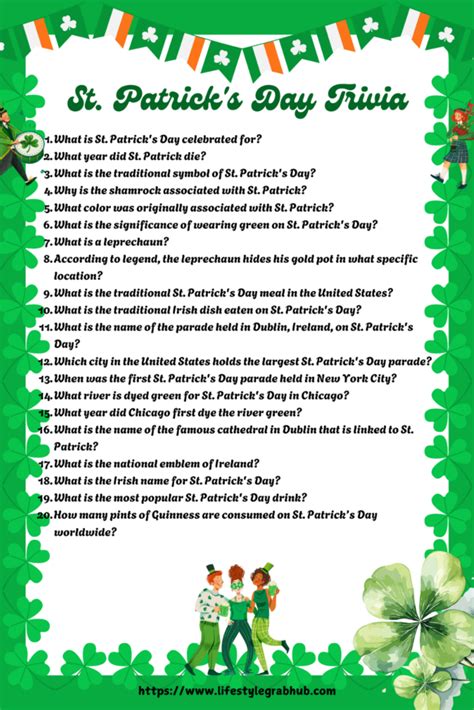 St Patrick's Trivia Printable With Answers