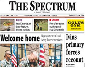 St george spectrum. St. George Spectrum & Daily News It's time again Sunday to "fall back" and set the clocks back an hour, with Utah residents and most Americans getting an extra hour in bed as daylight saving time ... 