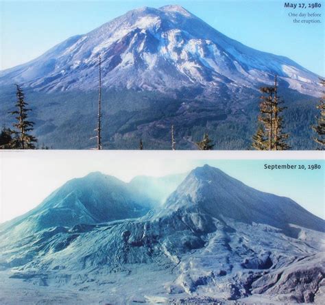 St helens before and after. Mount St. Helens one day before the eruption, photographed from the Johnston ridge Mount St. Helens four months after the eruption, photographed from roughly the same location as was the earlier picture: … 