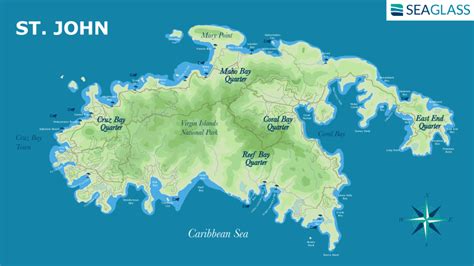 St. John Map - US Virgin Islands Sea Glass Properties