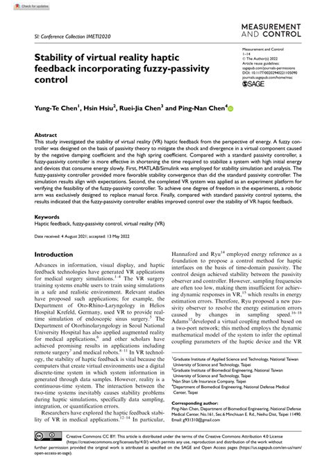 Stability of virtual reality haptic feedback incorporating fuzzy ...