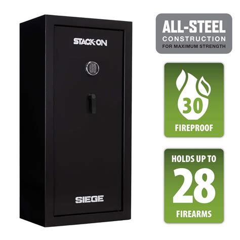 Stack-on safe factory code. This personal safe offers generous interior space and removable shelves, making it easy to securely store valuables such as documents, handguns, ammo, jewelry, and more. ... The easy to use electronic lock has a large push button keypad that accepts a personalized 3-8 digit code, two backup keys are also included. ... Stack-On personal safes ... 
