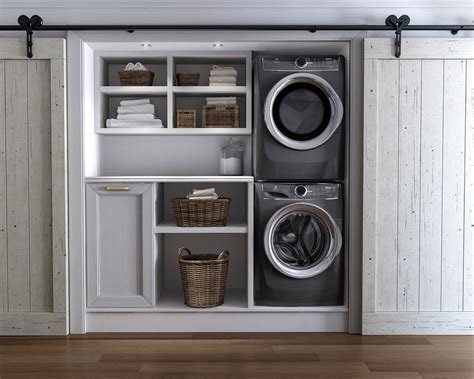 Stacked washer and dryer set. Royxen’s pedestal is reasonably priced with several features that are usually only available on more expensive models. Each pedestal holds up to 700 pounds and add 16 inches in height, providing a generous space underneath for organizing laundry products or storing small baskets. If you have two … 