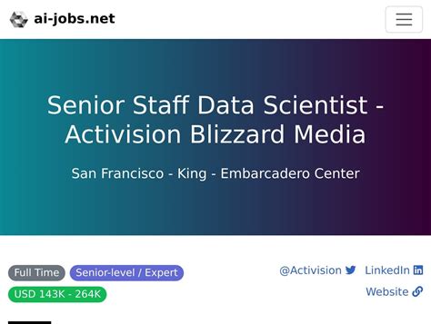 Staff Data Analyst - Activision Blizzard Media - LinkedIn