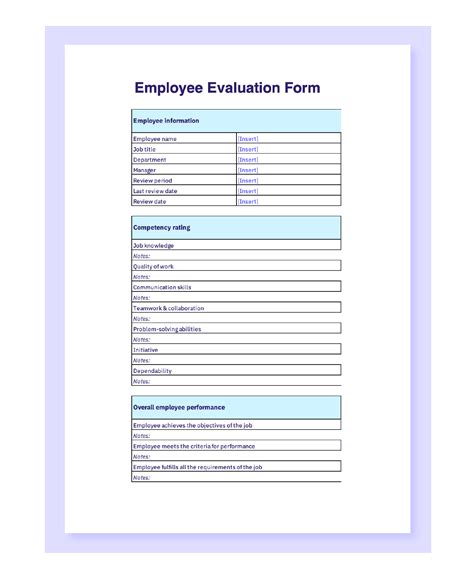 Staff evaluation. Employee Evaluation Templates. Below are nine of the most commonly used employee evaluation forms in PDF, Word and Excel formats. 1. General … 
