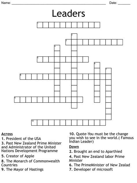 Staff leader crossword. The Times crossword is a beloved puzzle that challenges and delights crossword enthusiasts every day. If you’re looking to improve your skills and solve the Times crossword with ea... 