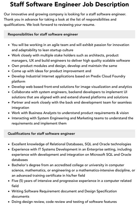 Staff software engineer job description.  Discover more TECH jobs on NodeFlair.  Find our S...
