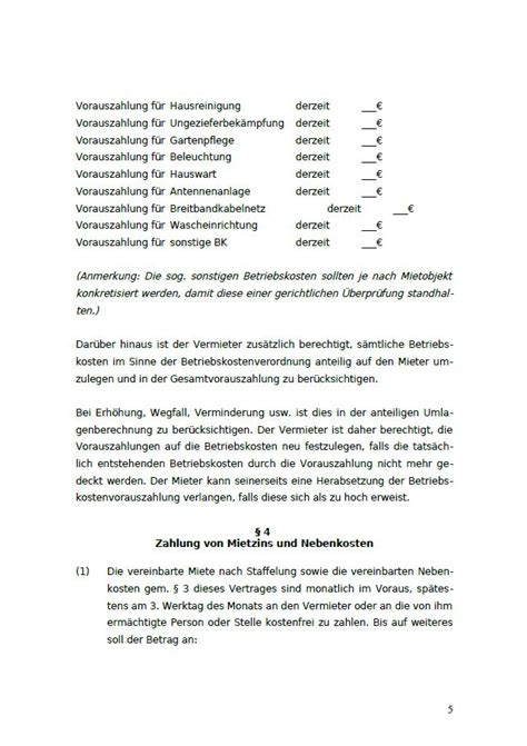 Staffelmietvertrag mit wechselseitigem Kündigungsverzicht