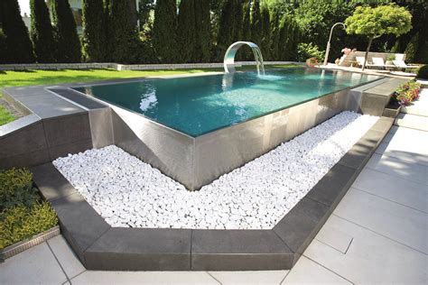 Stainless steel pool. Bradford pools and spas are on the cutting edge of aquatic technology and manufacturing methods, producing the most refined and elegant stainless steel aquatic vessels imaginable. Lightweight, leak-proof and fully prefabricated, Bradford pools and spas are ideal for elevated, rooftop and other demanding locations. Pools & Spas 