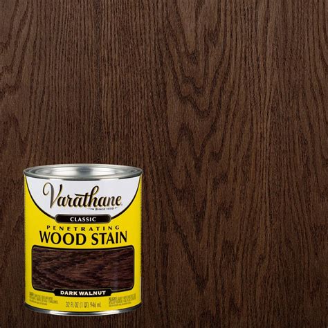 Stains for walnut wood. Types of wood stains include oil-based, water-based and gel-based. Use safety equipment and follow the manufacturer’s instructions when using any wood stain. ... Varathane 1 qt. Dark Walnut Classic Interior Wood Stain (4316) $ 12. 98. Add to Cart. HDX 14 in. x 17 in. Multi-Purpose Terry Towel (20-Pack) (194) $ 15. 98. Add to Cart. DAP Plastic ... 