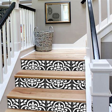 Stair decals. Set the Cricut Explore Air 2 to Vyinl and proceed to cut your vinyl tile decals. Be sure you have enough clearance for the 24″ mat. Once cut weed the vinyl decal for the stairs with the weeding tool. This is the tedious … 