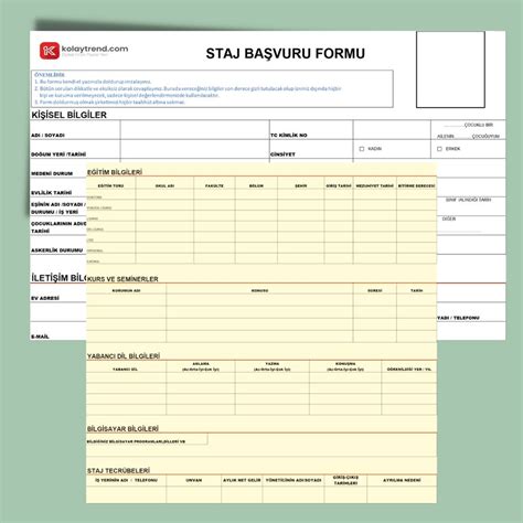 Staj Basvuru Formu. 