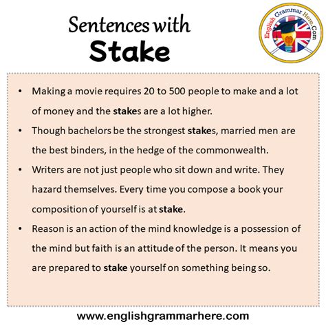 Stake Sentence Examples Use Stake in a sentence