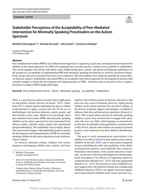 Stakeholder Perceptions of the Acceptability of Peer …