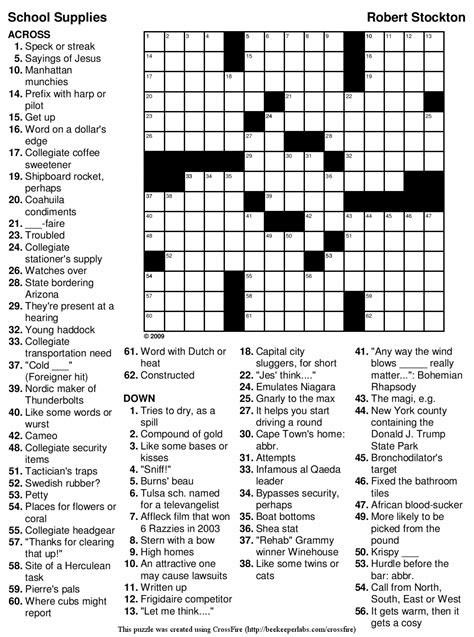 Here are the answers to the Hard Crossword in the Stan