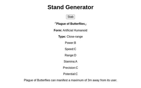 Stand generator reddit.  But the deeper answer is personal.  Name: Lost In Time Type: Close r...
