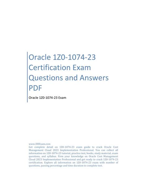 Standard 1z0-1074-23 Answers