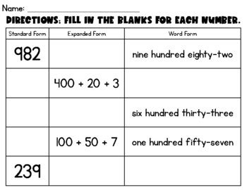 Standard Form Expanded Form Word Form Worksheets Pdf I Will Tell You