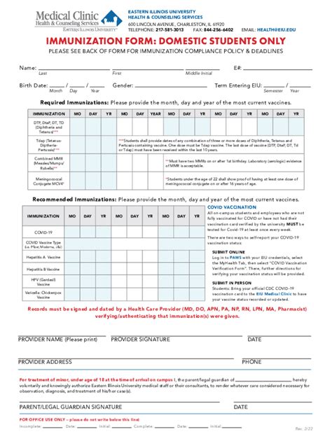 Standard Form Immunization Fill Out and Sign Printable PDF Template