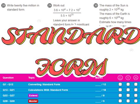 Standard Form Worksheet + Answers (Foundation GCSE) Teaching Resources