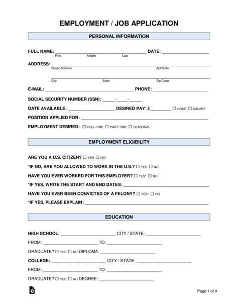 Standard Job Application Template