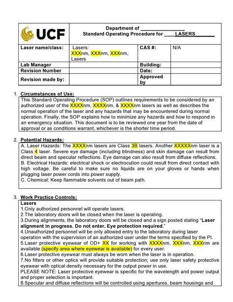 Standard Operating Procedure Example Templates at