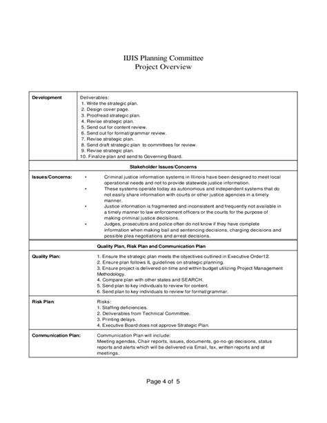Standard Project Overview Template Free Download
