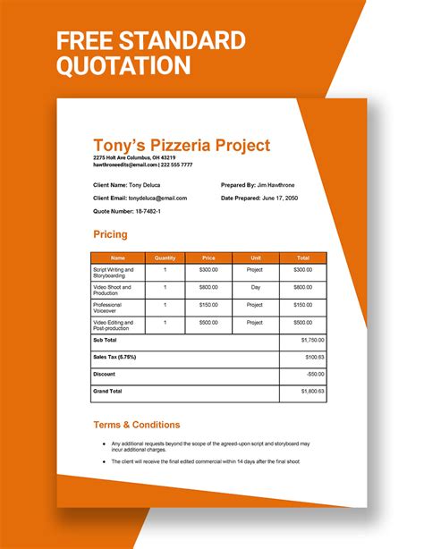 Standard Quotation Template in Word, Google Docs Download