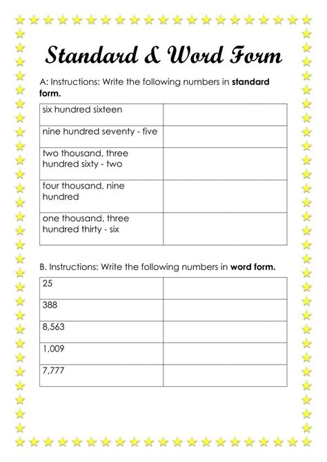 Standard and Word Form interactive worksheet Numbers in standard form