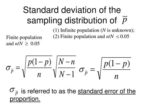 Standard deviation of sampling distribution.  Sampling distribution is ...