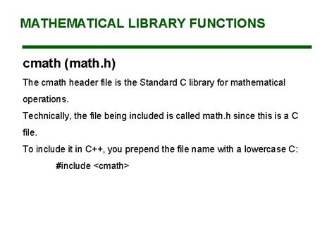 Standard library header <cmath>.