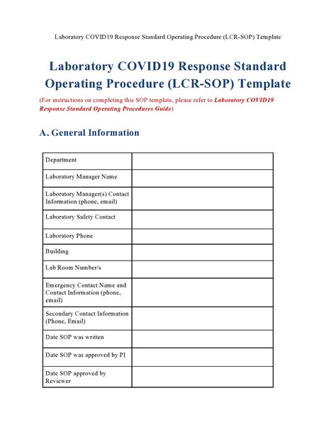 Standard operating procedure template. Standard operating procedures (SOPs) are written instructions that detail the steps taken to perform a given operation and include information about potential hazards and how the hazards will be mitigated. ... The templates are part of an ongoing effort by EHS to provide SOP guidance. Our template list will continue to grow to incorporate more ... 
