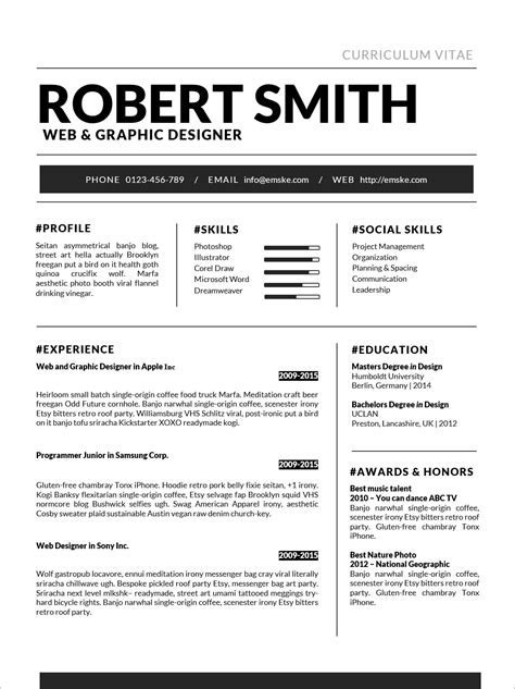 Standard resume format. Jan 24, 2023 ... Modern resume template / CV design for professionals in creative fields, marketing, design, software engineering and development, ... 