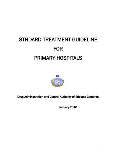 Standard treatment guidelines for primary hospitals ethiopia. - Storie di un anno di peste.