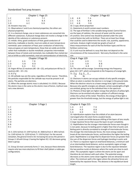Standardized Test Answer 8 6 Prep Key