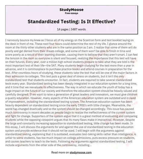 Standardized Testing in the United States Free Essay Example