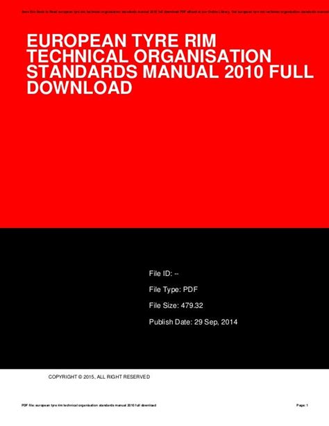 Standards manual of the european tyre and rim technical organisation download. - Beginners project management handbook art of project delivery.