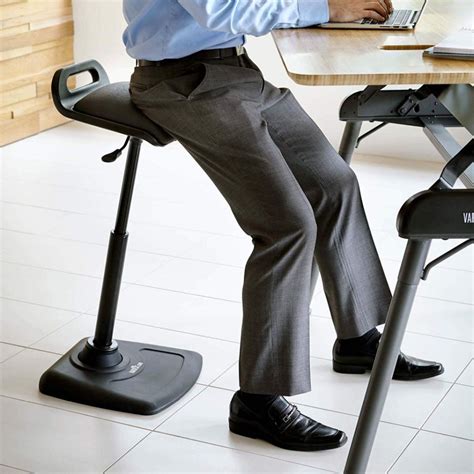 Standing desk stool. 9. Kore Wobble Adjustable Stool. Kore Wobbe Adjustable Stool is an ergonomic chair with a minimalistic design. It is a tall stool for standing desks, so it is suitable for tall workers as well. Featuring a rubberized base and abase that works for providing a counterbalance, this stool can be a considerable choice. 10. 