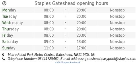 Staples Gateshead ⏰ opening times Intu Metrocentre FindOpen …