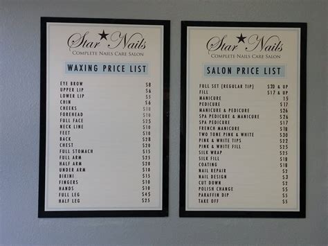 Star Nails Price List