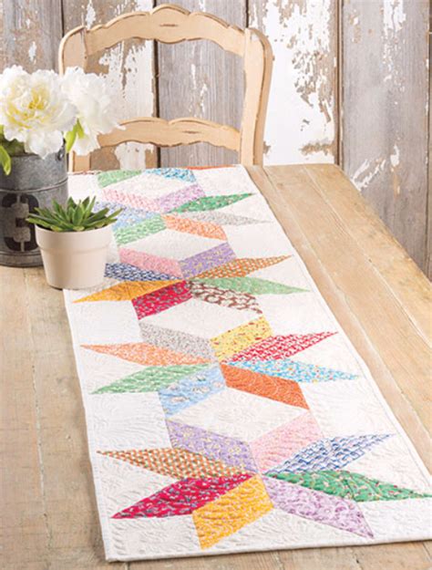 Star table runner made with charm packs. Beginners pattern. Table