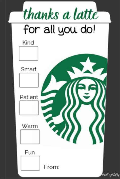 Starbucks Teacher Appreciation Printable