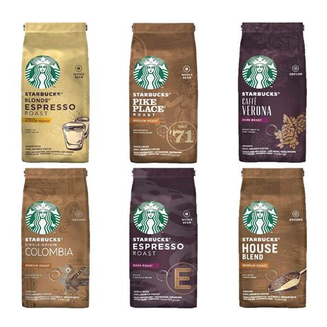 Starbucks coffee beans. Starbucks Single-Origin Colombia. Starbucks Pike Place® Roast. Starbucks Italian Roast 