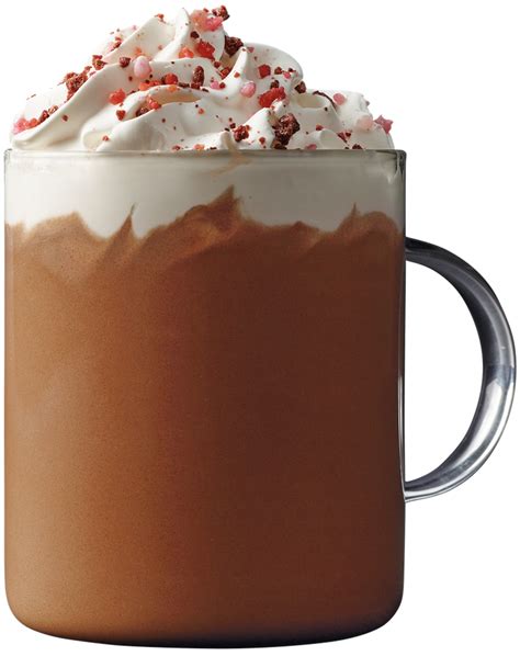 Starbucks free hot chocolate. Hot chocolate taken to a new level—flavors of caramelized white chocolate combined with steamed milk and finished with whipped cream, festive holiday sugar sparkles and crispy white pearls. 430 calories, 57g sugar, 16g fat 