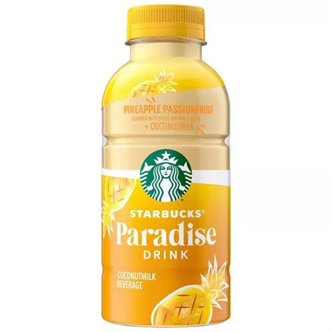 Starbucks paradise drink. Starbucks® Pineapple Passionfruit Paradise Drink. 14 fl oz UPC: 0009810010011. Purchase Options. Located in AISLE 29. $379 $3.99. SNAP EBT Eligible. 