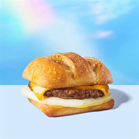 Starbucks sandwhich. 200 ★ Stars item. A savory sausage patty, fluffy cage-free eggs and aged Cheddar cheese on a perfectly toasted English muffin. -HIGH-PROTEIN 