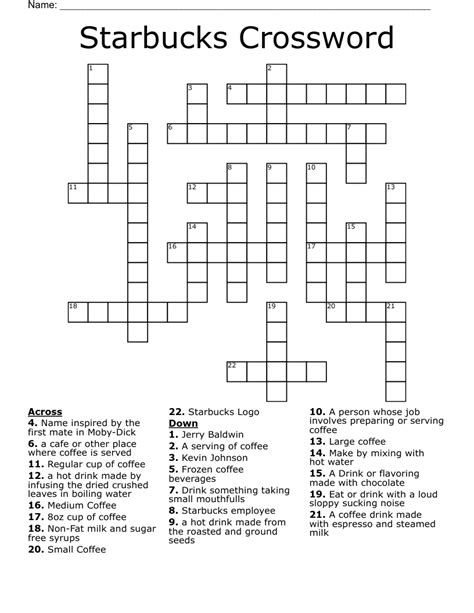 Starbucks staffers crossword. On this page you will find the Staff crossword clue answers and solutions. This clue was last seen on October 12 2017 in the popular Wall Street Journal Crossword Puzzle. ... Starbucks staffers: Wall Street Journal : 20%: GCLEF: Musical staff starter: Wall Street Journal : 20%: AIDE: Congressional staffer: Wall Street Journal : 